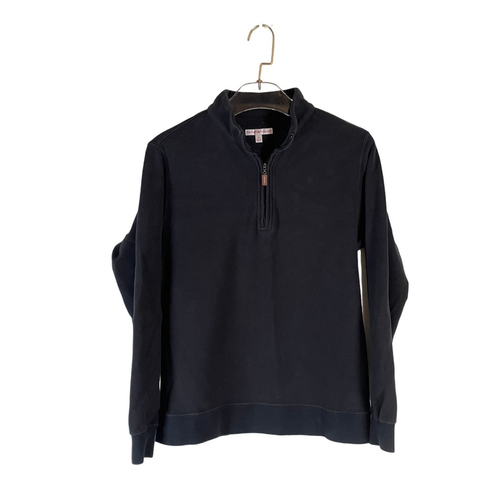 Peter Millar Black Cotton Quarter Zip Pullover Men's SIZE-MEDIUM